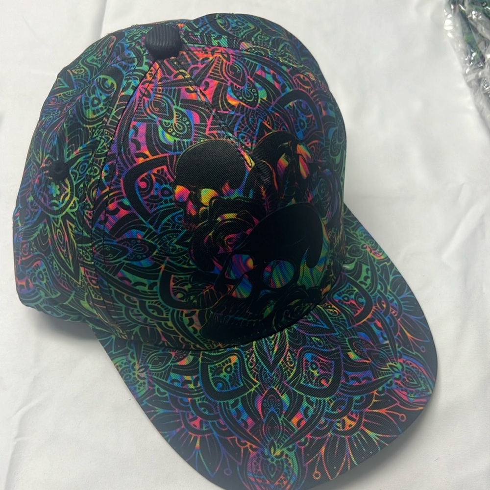 Multicolor Mandala Skull Snapback Hat - Women Accessories Hats